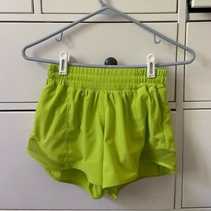 size 2 neon green 4’ inseam lululemon shorts